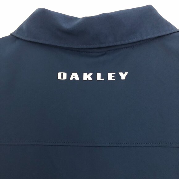 Oakley Polo Shirt Men’s Large Navy Blue Multi-Color Striped Short Sleeve - Picture 3 of 8